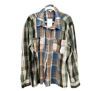 EE:SOME‎ Boutique WASHED MIXED COLOR PLAID SHIRT JACKET SIZE L  NEW
